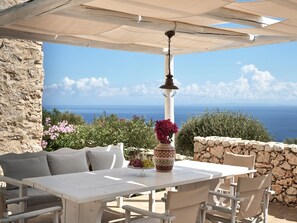 Outdoor dining - Villa Rheline, Divine Sea Views, Private Pool, Spacious Furnished Terrace,. (Zakynthos)