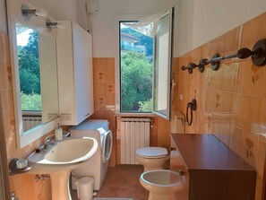 Sèche-cheveux, bidet, savon, papier toilette