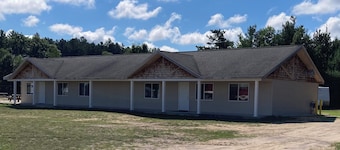 27 foot fifth wheel on a small private campground. Pets allowed.