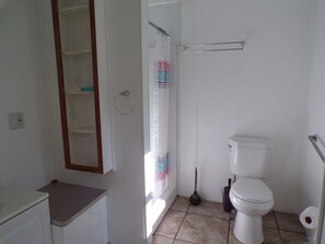 シャワー、タオル、石鹸、トイレットペーパー