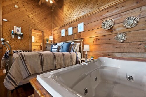 View Location Studio Log Cabin Hot Tub Fireplace