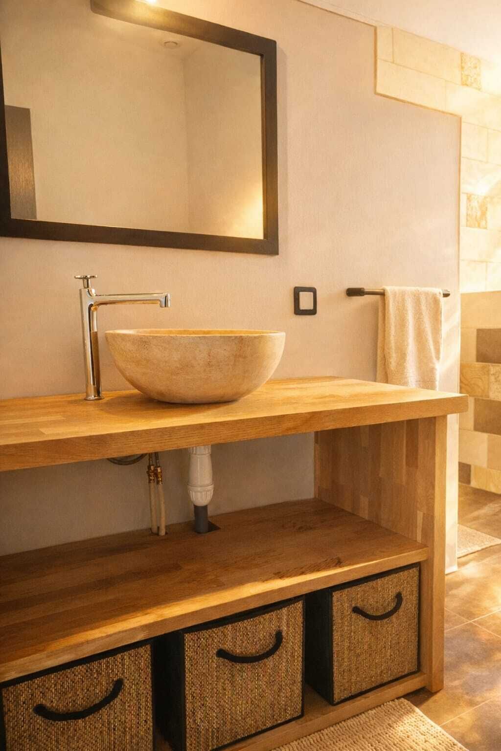 Chuveiro, secador de cabelo, toalhas de banho, papel higiênico