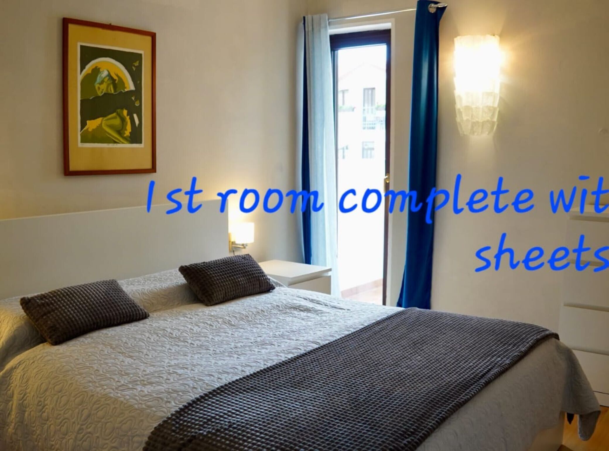 2 bedrooms, internet, bed sheets