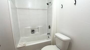 Combined shower/tub, toilet paper