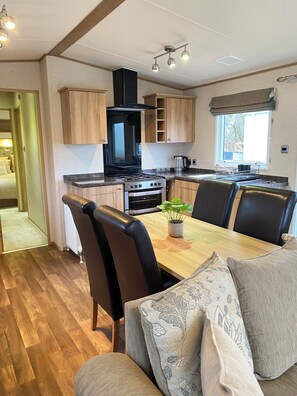 Fridge, microwave, oven, electric kettle