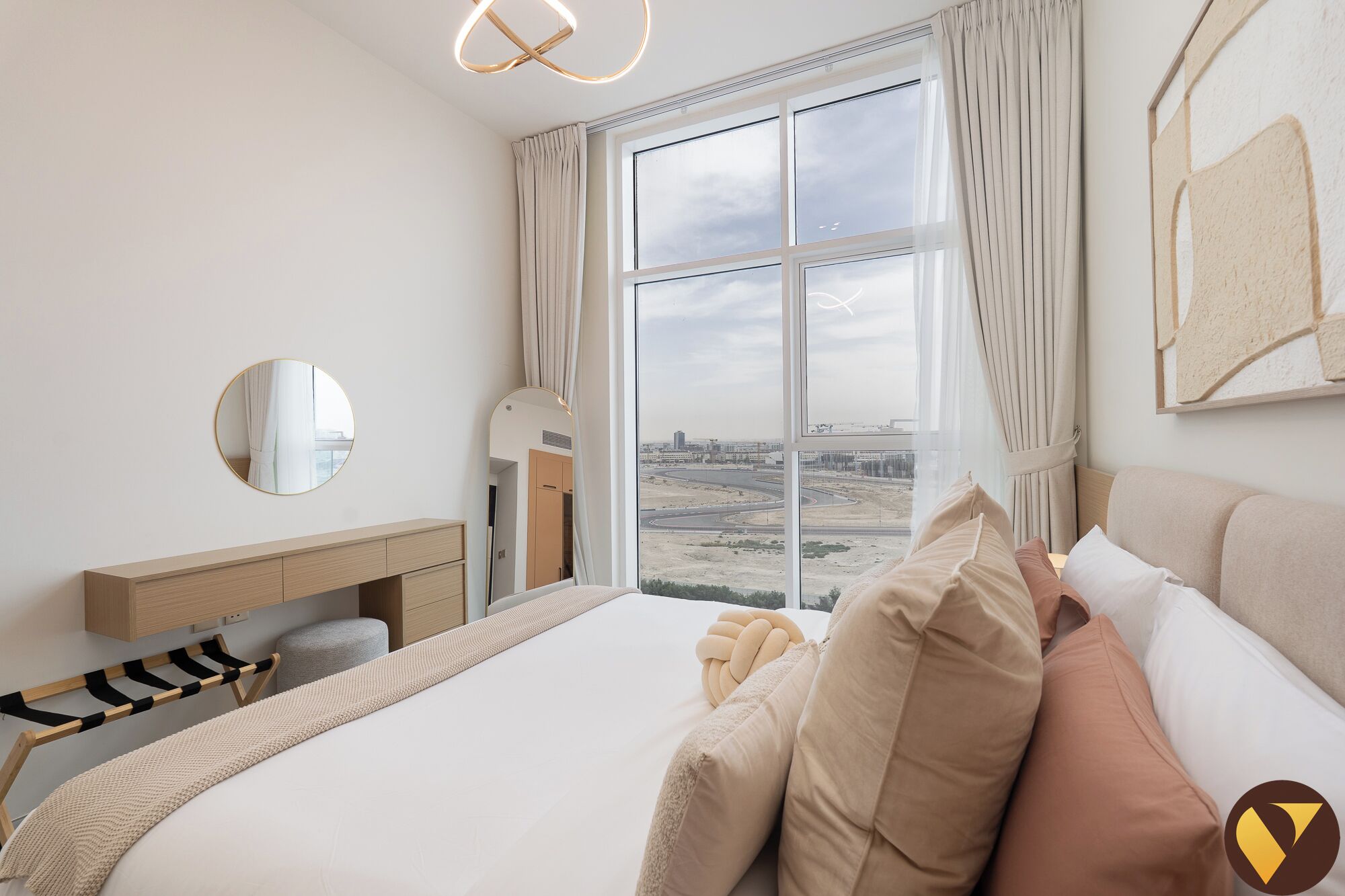 Luksusleilighet, balkong, byutsikt