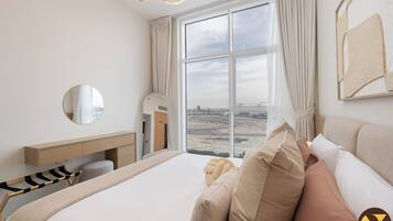 Luksusleilighet, balkong, byutsikt