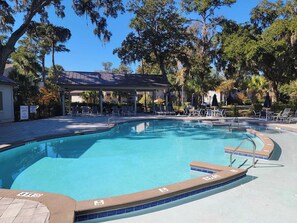 Outdoor pool, a heated pool - Brigantine Quarters 2-bedroom condo in Shipyard on Hilton Head Island (Hilton Head Island)