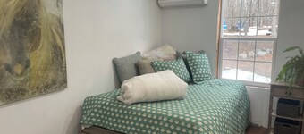 Farm stay with adorable animals, beautiful wooded trails and an inground pool.