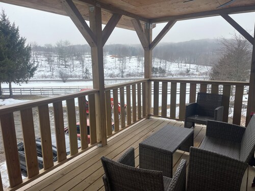 Farm stay with adorable animals, beautiful wooded trails and an inground pool.