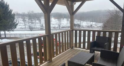 Farm stay with adorable animals, beautiful wooded trails and an inground pool.