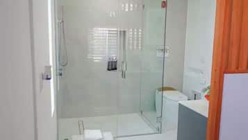 Shower, jetted bath, hair dryer, bidet