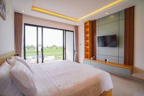 Quarto luxo, sacada, vista para o resort