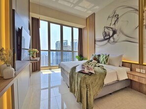 Apartemen, 3 kamar tidur, pemandangan kota | Meja kerja, setrika/meja setrika, dan Wi-Fi gratis