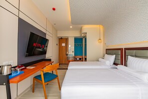 Deluxe Twin kamer | Luxe beddengoed, bedden met traagschuimmatrassen