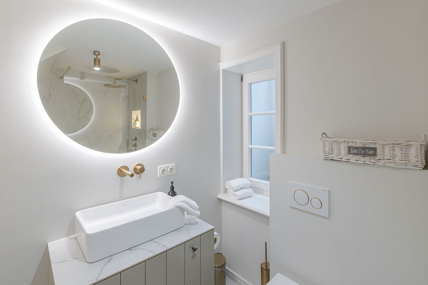 Shower, hair dryer, soap