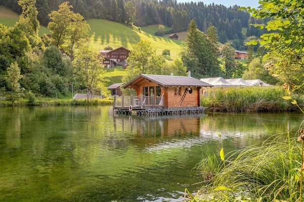 Water villa beautifully located on the lake with alpine backdrop