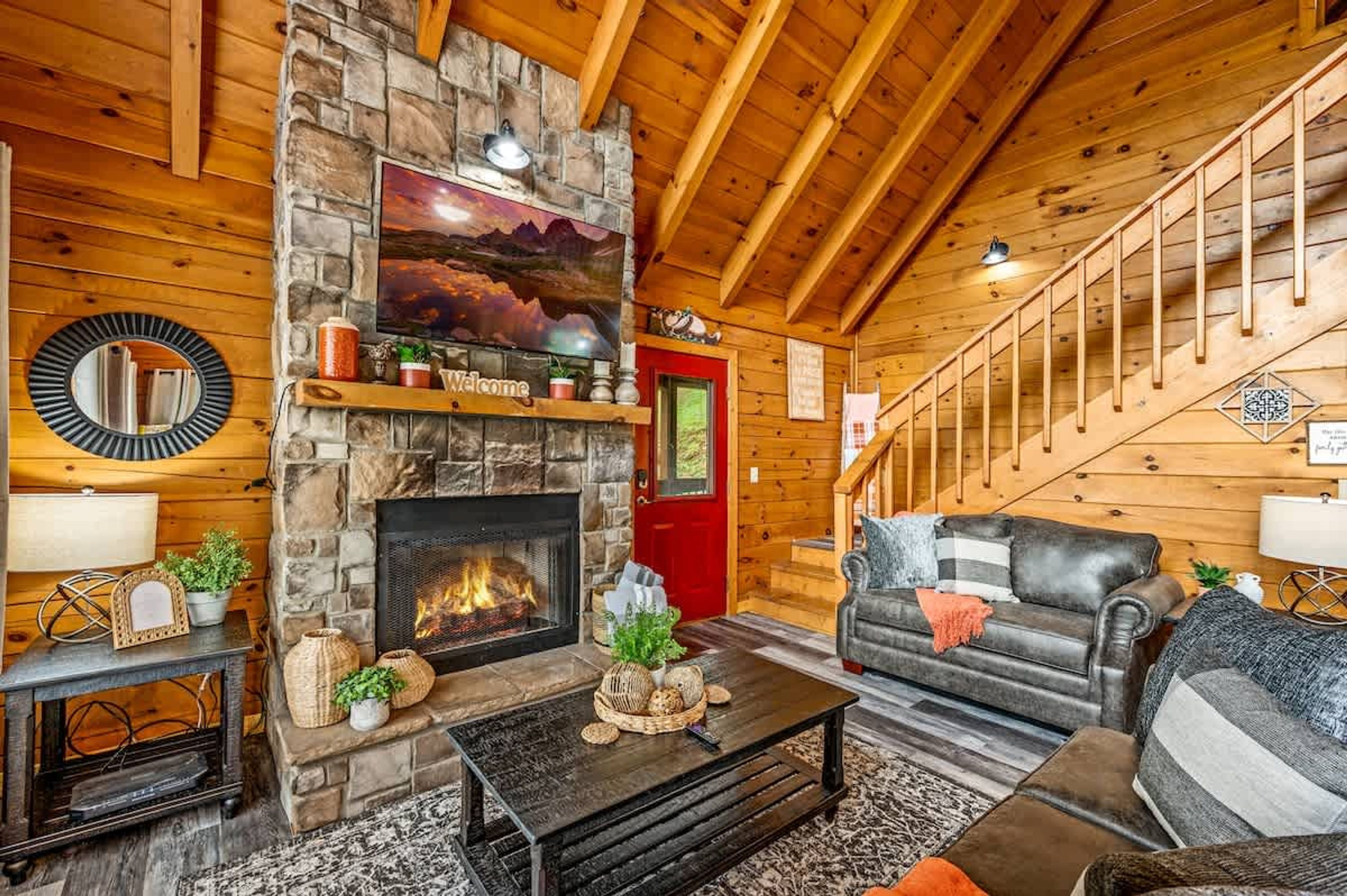 TV, fireplace, offices