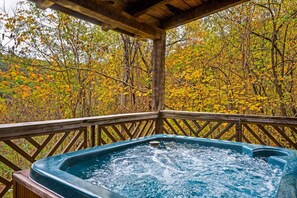 Outdoor spa tub - Hot Tub  View  Pool Table  Fireplace  Honeymoon (Sevierville)