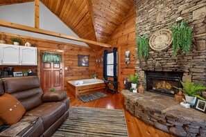 Interior - Hot Tub  Location  Cozy Studio Log Cabin Fireplace (Gatlinburg)