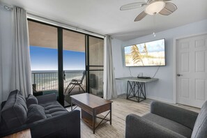 TV, DVD player, offices - Seaside Beach 3902- 2 BR  direct beachfront condo with pool  sauna  amazing ocean view   balcony (Orange Beach)