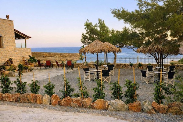 Garden Courtyard with Mediterranean Plants and Sea View
