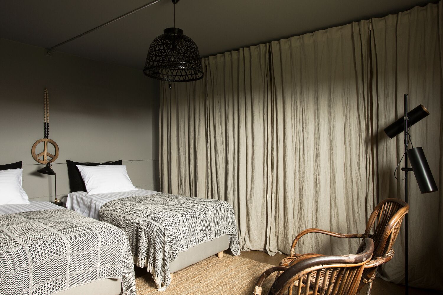 Blackout drapes, iron/ironing board, travel crib, free WiFi