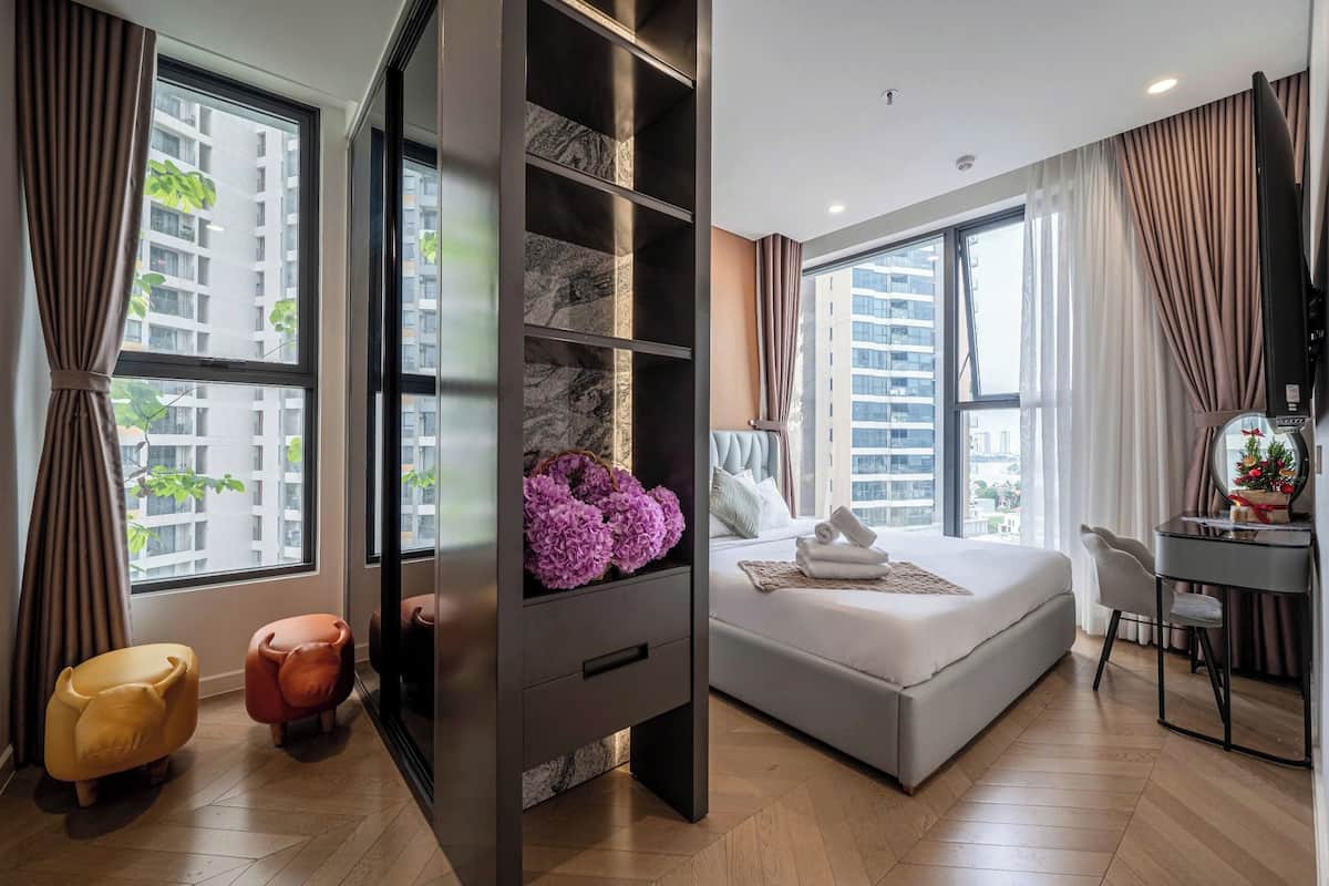 Appartement Deluxe, 3 chambres, balcon, vue ville