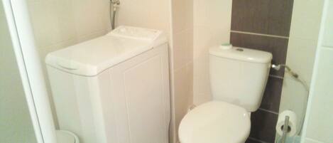 Hair dryer, soap, toilet paper