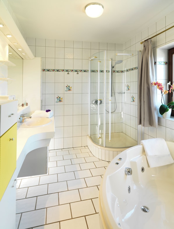 Shower, jetted bath, hair dryer, towels - Cozy, bright apartment for holidaymakers in the Tyrolean mountains! (Mutters)