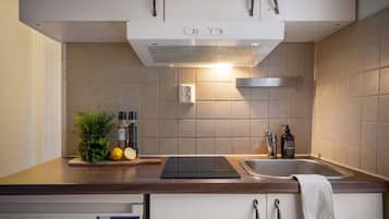 Réfrigérateur, micro-ondes, plaque de cuisson, cafetière/bouilloire
