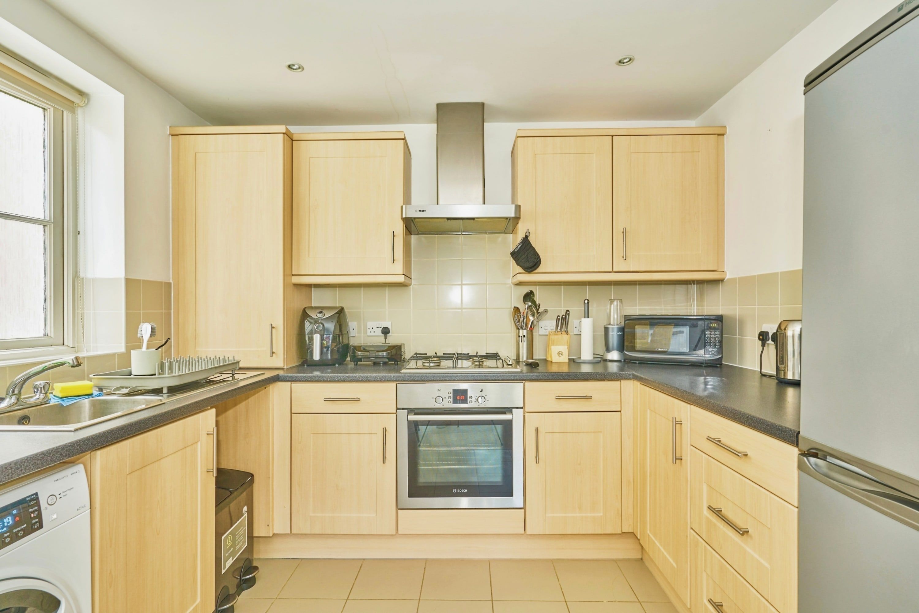 Fridge, microwave, oven, toaster
