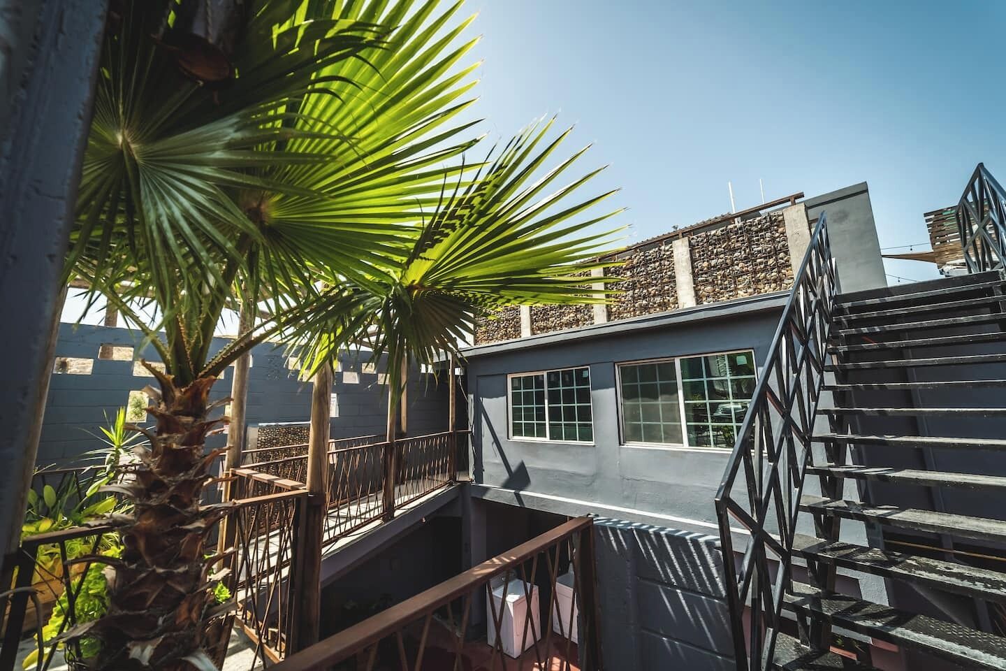 Modern Mexican architecture; interplay of light, color & texture, large windows.