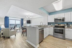 Fridge, microwave, oven, stovetop - Oceanfront 2 Bedroom w/ Great Views from 14th Floor!  Grand Atlantic #1405 (Myrtle Beach)