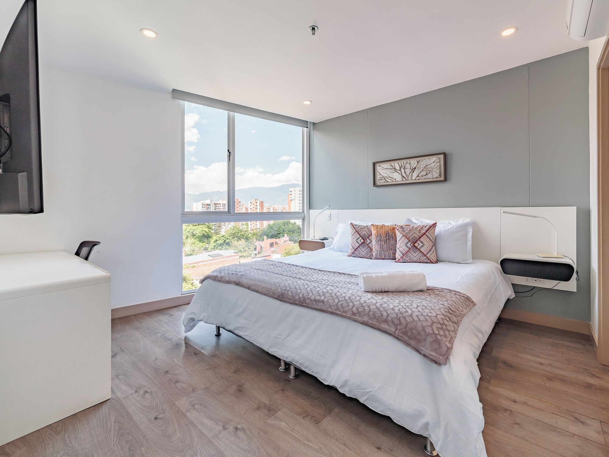 公寓, 陽台, 城市景觀