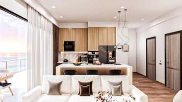 奢華開放式客房, 露台, 海景 | 客廳