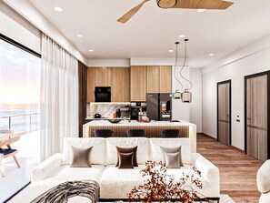 Luxury Studio, Balcony, Sea View | Living area