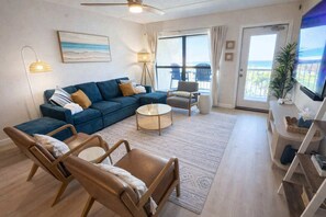 Apartment, Multiple Beds, Balcony, Ocean View (Saida III - 603) | Living area - Saida 3603 - 6 Floor Gulf-front Remodel - Sleeps 8 (South Padre Island)