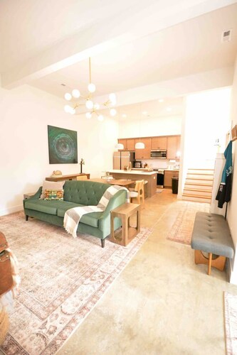 cozy high ceiling hub of colors