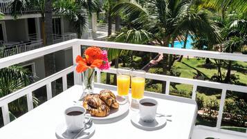 Suite, balcon, vue jardin