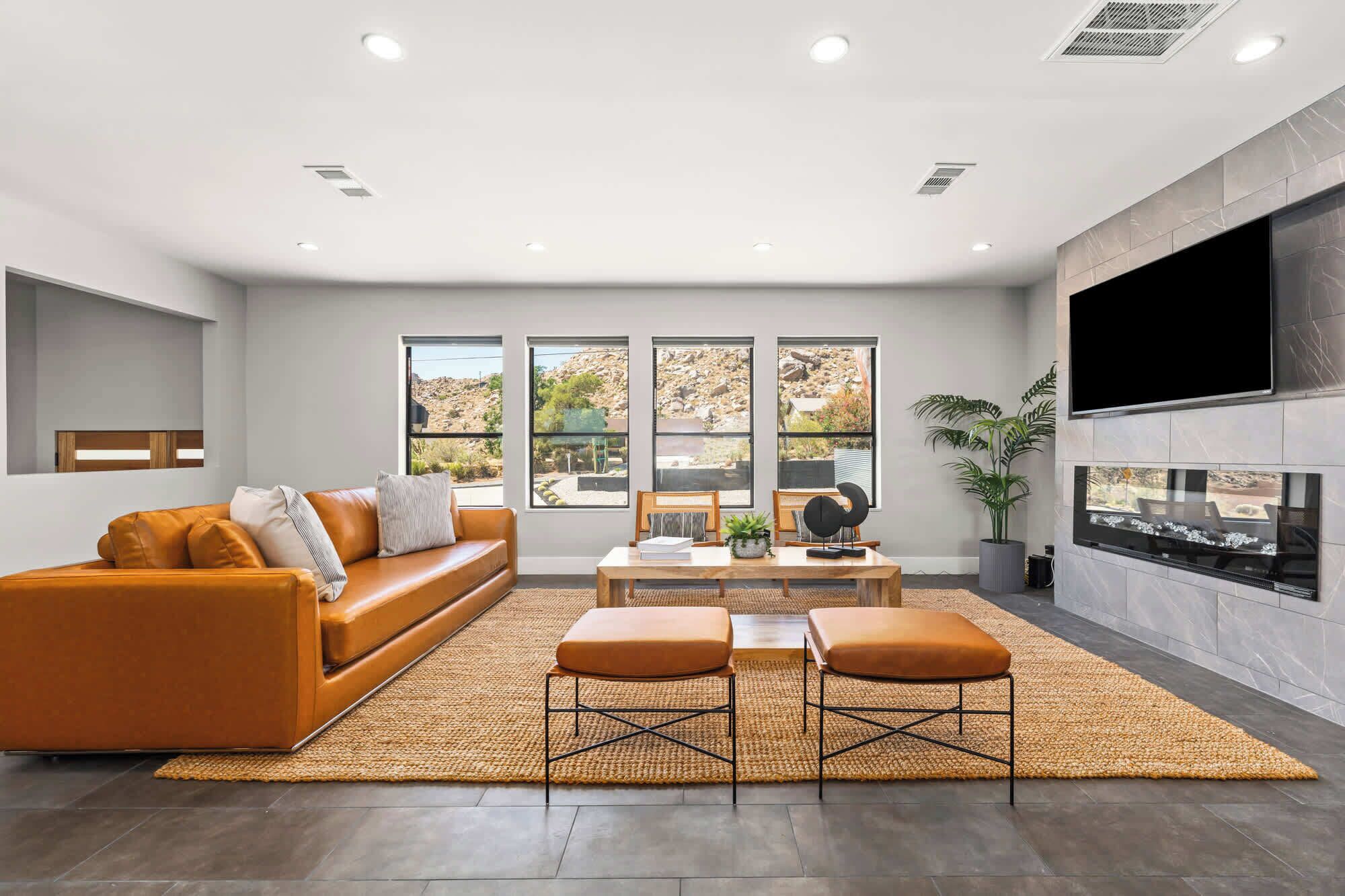 TV, fireplace, offices