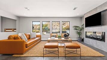 TV, fireplace, offices