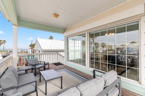 Terrace/patio - 4BR Private Beach House Steps to Sand! With Ocean View, Pool & Spa | Sleeps 14 (South Padre Island)