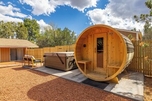 Terrace/patio - Private Backyard w/ Sauna, Hot tub, & Red Rock Views! (Sedona)
