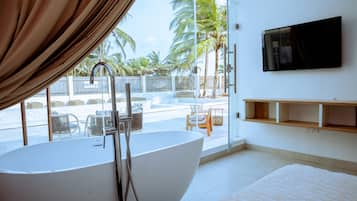Luxury Room, Partial Ocean View | Frette Italian sheets, premium bedding, Tempur-Pedic beds, desk