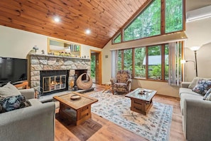 TV, fireplace, offices