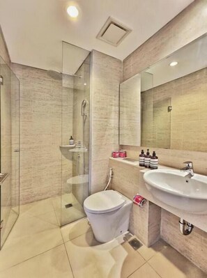 Apartment, 3 Bedrooms, City View | Bathroom | Shower, free toiletries, hair dryer, towels