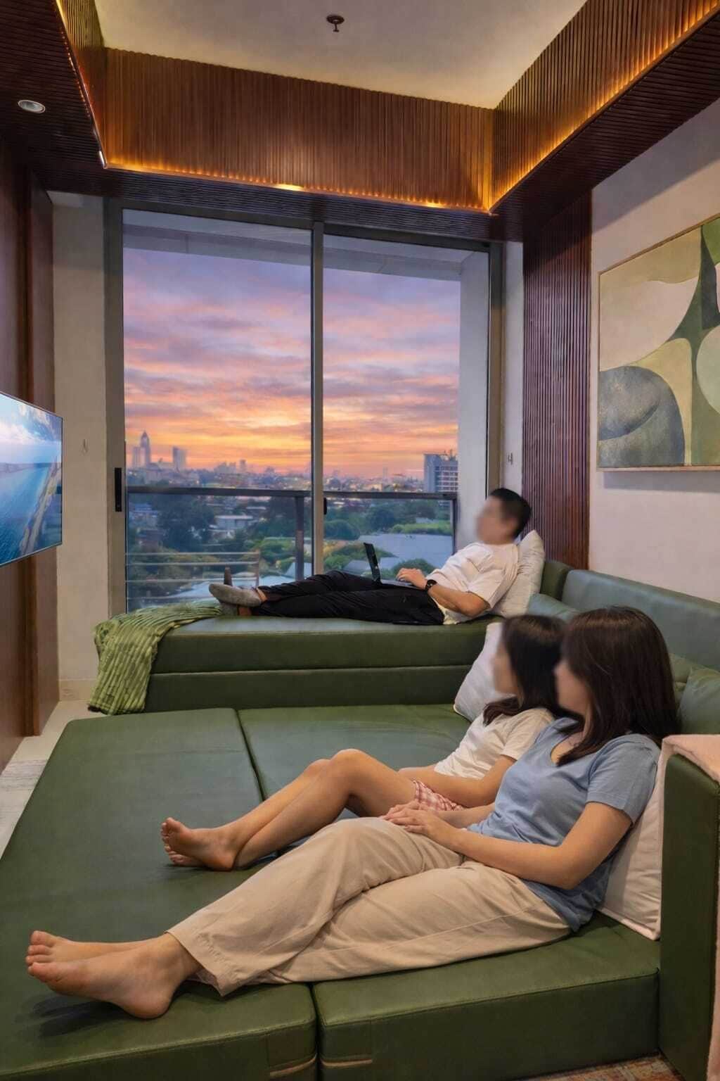 Appartement, 3 chambres, vue ville | Coin séjour