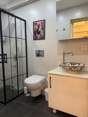 Bathroom - 5-Min Walk to Beach • Mountain View Terrace Studio (Goynuk)