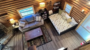 Smart TV, fireplace, DVD player, books